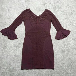 Free People Dress Mini Lace Ribbed